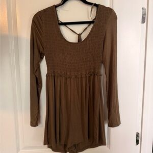 Brown Long Sleeve Romper